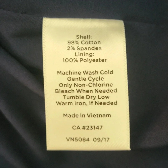 🛍Talbots Womens 4 Navy Yellow Floral A Line Side Zip Lined Skirt Cotton Spring - Picture 3 of 5